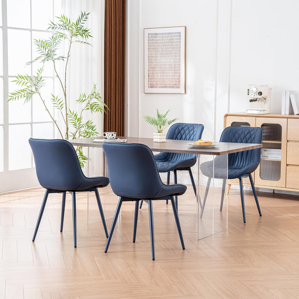 YOUNIKE Faux Leather Dining Chairs Set of 2 Mid-Century Modern High Padded Ba...