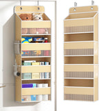 1 Pack 4-Tier Over the Door Organizer, Heavy-Duty Large Deep Pocket Hanging With 4 Large Front & 4 Side Pockets With for Pantry, Kitchen, Bathroom, Dorm, Beige