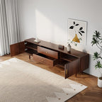 Mid Century Modern TV Stand for 75 inch TV, 66.9" Walnut TV Console with 2 Storage Cabinet & 2 Drawers, Entertainment Center, Media Console for Living Room/Bedroom