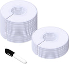 Vantasii 30 Pack White Round Clothing Size Closet Rack Dividers Hangers with 1 Bonus Marker (Outer 3.5”, Inner 1.38” in Diameter)