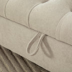 65.7" End of Bed Storage Bench King Size for Bedroom Entryway, Beige | Ottoman with storage for living room, tufted upholstered ottoman bench, wood legs, dual lids, rolled armrest, large capacity
