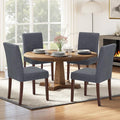 Upholstered Dining Chairs Set of 4 - Line Fabric Modern Farmhouse Kitchen Chairs,Mid-Back Dining Room Chairs with Wooden Legs