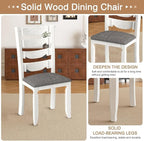 Solid Wood Dining Chair Set of 6, Kitchen Dining Room Chair with Upholstered Cushion & Wooden Legs, Modern Wood Side Chairs for for Kitchen, Washed Gray