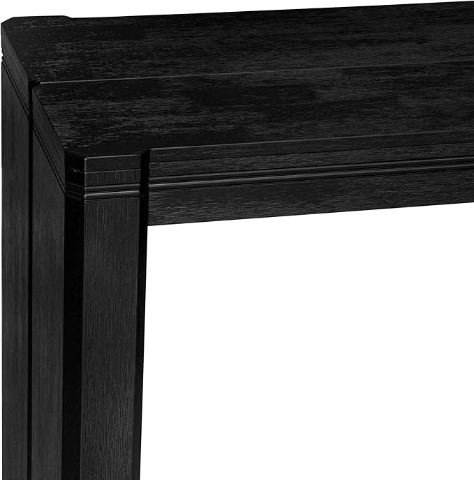 X02MZ-2C6-50 - 6-pc Dining Table Set a Kitchen Table with a coffee Table and 2 wooden Benches and 2 Dark Gotham Grey Linen Fabric Chairs, 39x120 Inch, Wire Brushed Black