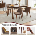 Dining Chair Set of 2, Leather Upholstered Dining Chair with Wood Legs, Wing Backrest, Wooden Kitchen Chair, Kitchen Chairs with Thick Cushions for Dining Room, Living Room, Taupe