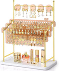 Earring Organizer, Earring Holder Display Stand with 3 Earring Storage Pegboards 568 Holes, Jewelry Organizer with Hook Rack for Stud Earrings Necklace, Acrylic Large Jewlery Hanger Towers for Women