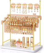 Earring Organizer, Earring Holder Display Stand with 3 Earring Storage Pegboards 568 Holes, Jewelry Organizer with Hook Rack for Stud Earrings Necklace, Acrylic Large Jewlery Hanger Towers for Women