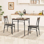 VECELO Kitchen Dining Room Table Set with 2 Chairs for Small Space, Apartment,Metal Steel Frame