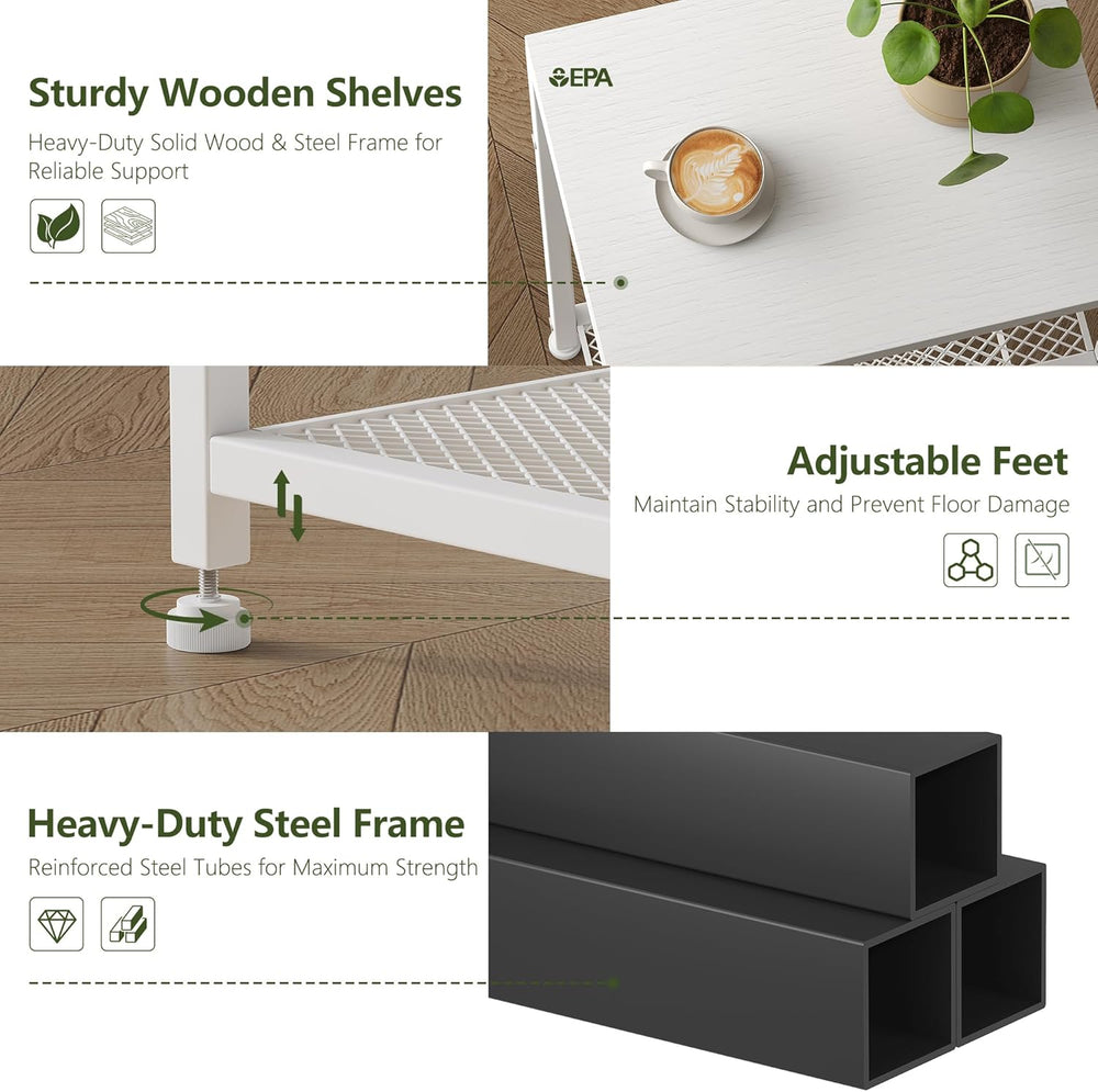 Heybly Small Side Table Set of 2, Tall End Table with Adjustable Shelf, Telep...