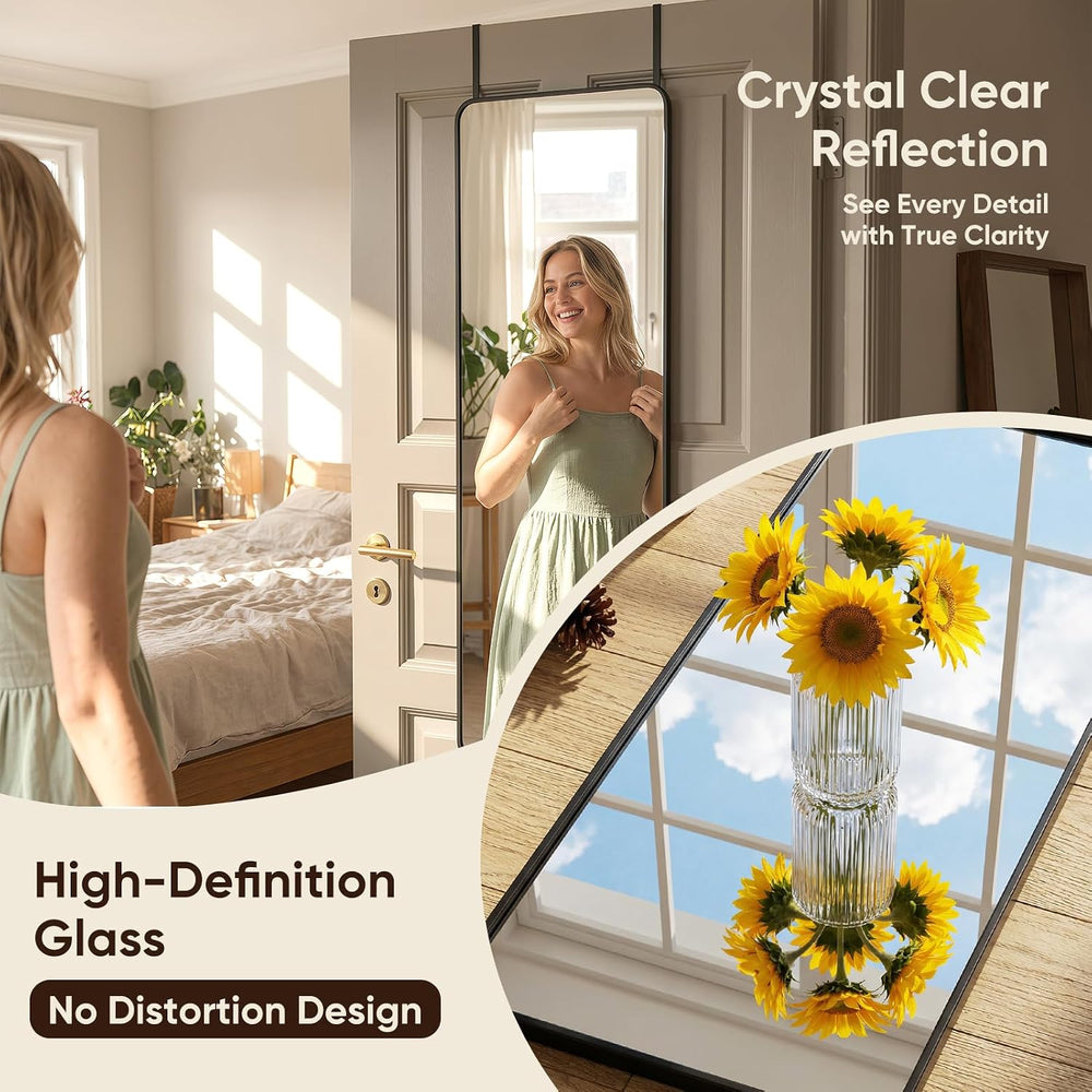Antok 48"x14" Over the Door Mirror, Full Length Mirror with Stand, ...