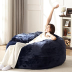 Bean Bag Chair for Adults Soft Comfy Bean Bag for Adults, Cozy Reading Chair, Large Round Bean Bag Couch, Versatile Living Room & Bedroom Chairs (Blue, 4FT)