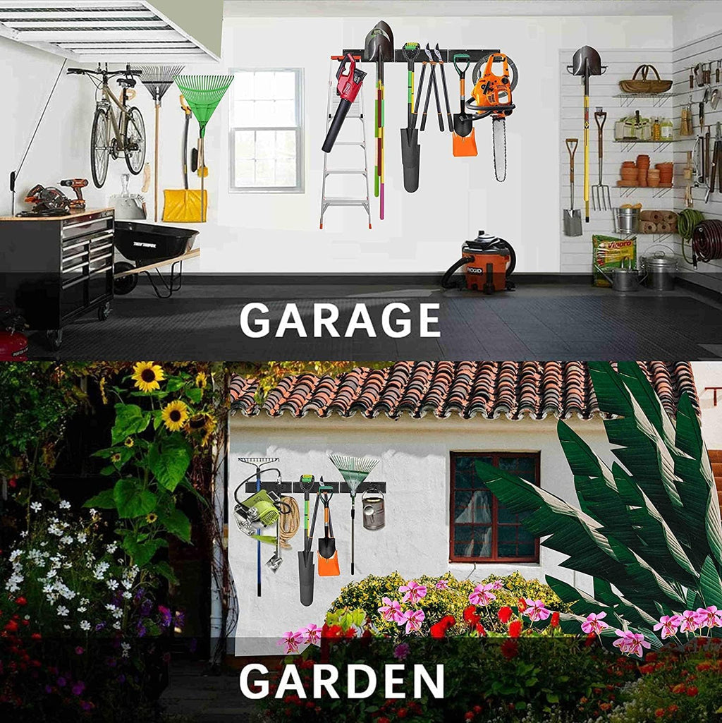 Garage Organizer - 64 Inch Wall Mount Tool Storage, 20PCs Heavy Duty Garden Tool Organizer with Adjustable Hooks, Max 900 lbs