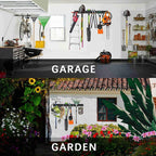 Garage Organizer - 64 Inch Wall Mount Tool Storage, 20PCs Heavy Duty Garden Tool Organizer with Adjustable Hooks, Max 900 lbs