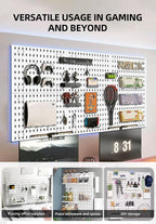 Wall Organizer Peg Board - Elevate And Declutter Your Gaming And Office - Create A Perfectly Structured Space(White)