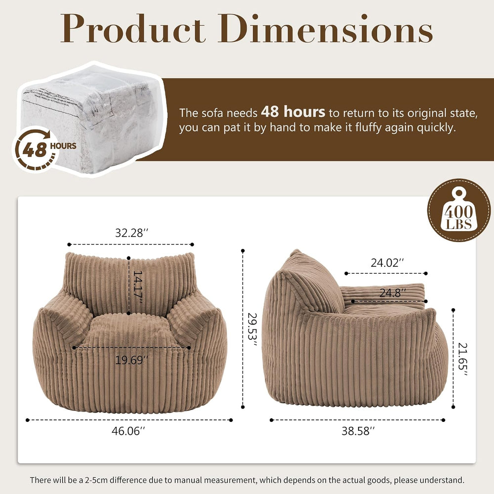 Oversized Bean Bag Chair for Living Room Furniture Bean Bag Chairs for Adults...