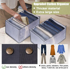 TOOVREN Jeans Organizer Extra Large 9 Grids, Closet Organizer with Foldable Drawer Compartments, Washable Clothing Storage Box 3-Pack