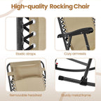Yaheetech 26in Rocking Chair Outdoor Zero Gravity Folding Chairs Rocking Chairs Foldable Outdoor Reclining Lounge Chair for Outside Lawn with Cupholder/Pillow Ergonomic Design for Rest, Beige