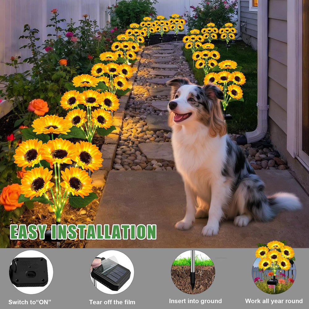 6 Pack with 36 Sunflower Lights,Solar Lights Outdoor Garden Decor,Solar Flowe...