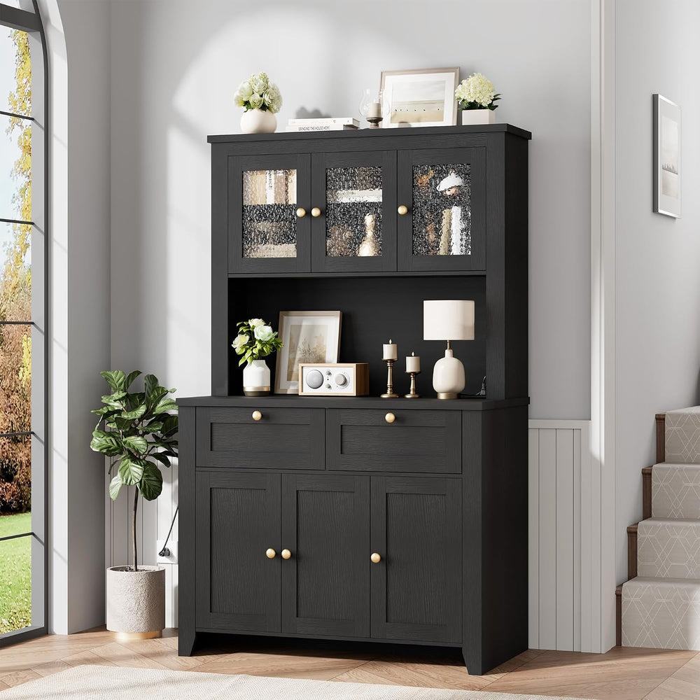 GAOMON 66" Tall Kitchen Pantry Cabinet, Modern Kitchen Hutch with Chargi...
