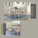 Signature Design by Ashley Skempton Cottage Dining 7 Piece Set – Rectangular Table & 6 Upholstered Chairs | Coastal Chic Meets Farmhouse, Whitewash