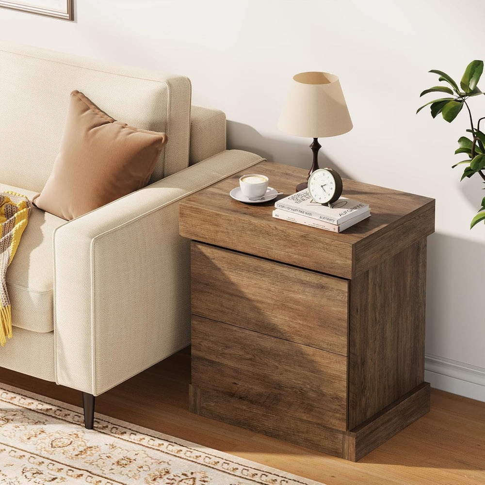 Nightstand with Gun Drawer, Farmhouse Bedside Table with Hidden Storage, Side...
