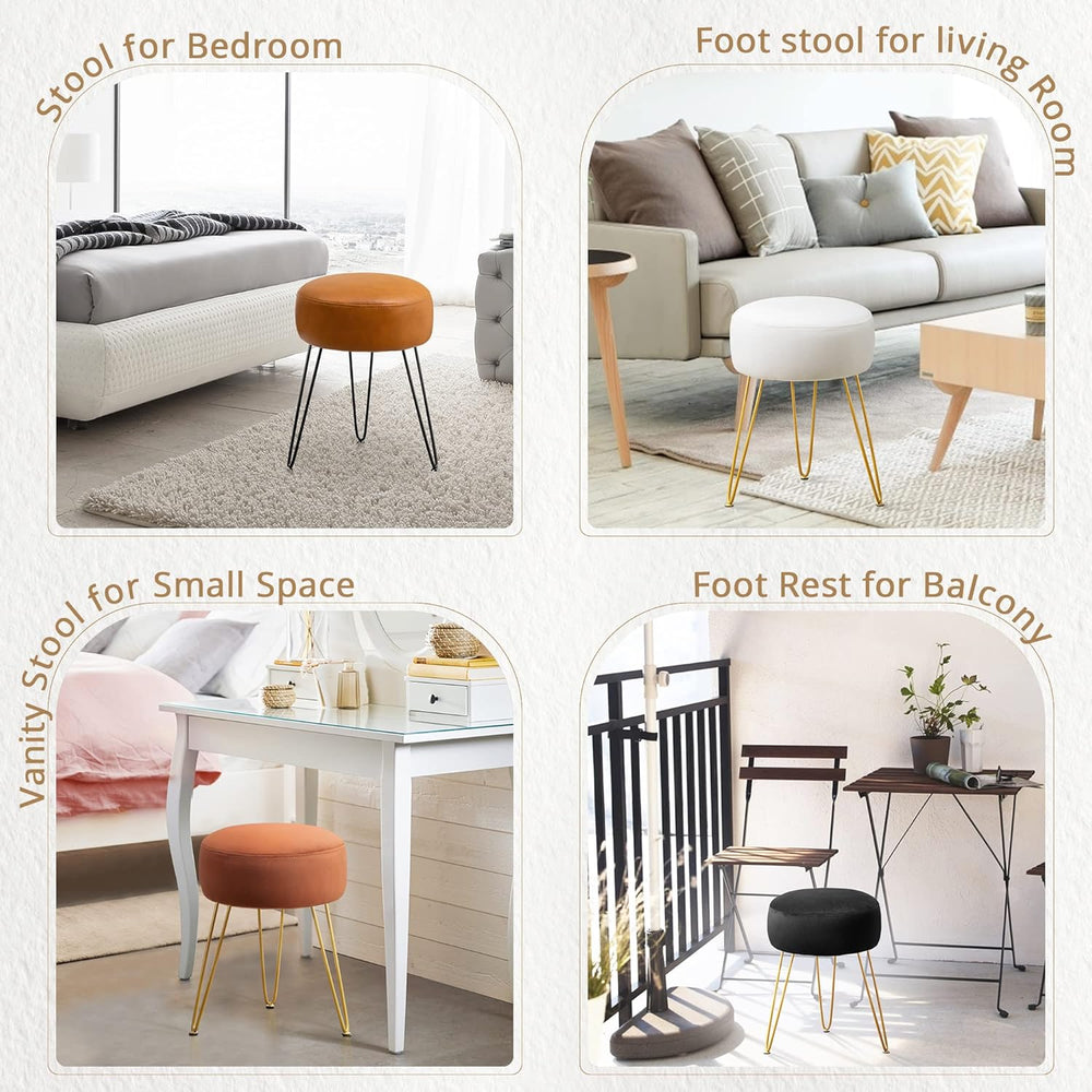 LUE BONA Vanity Stool, White Vanity Stools for Makeup Room, Round Ottoman Foo...