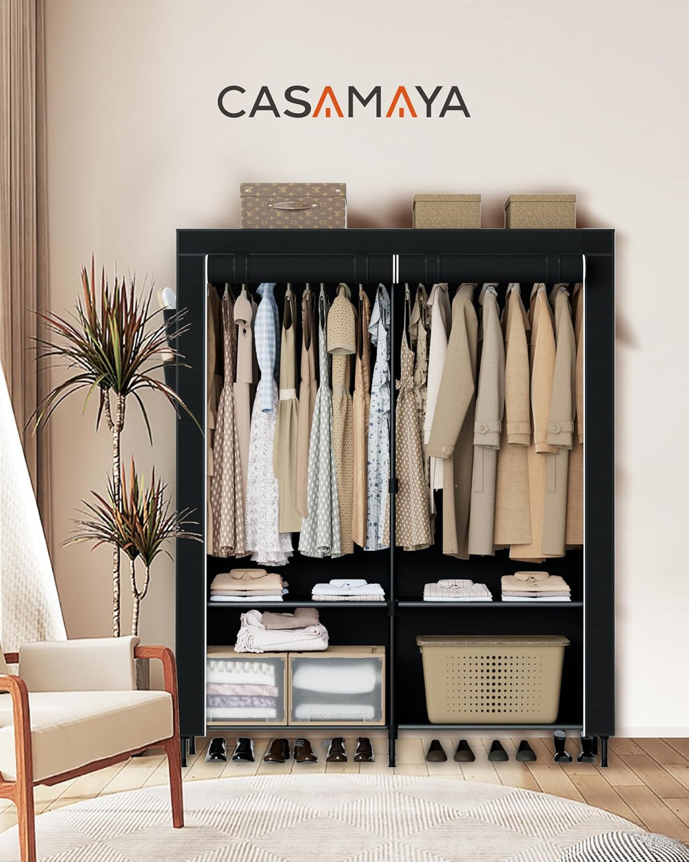 CASAMAYA Portable Closet, 54.3 Inch Large Capacity Wardrobe Closet with Cover...