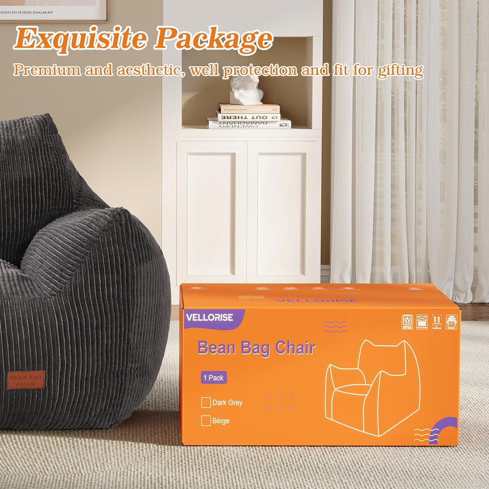 Big Bean Bag Chair for Adults, Ultra Soft BeanBag for Living Room | Stuffed B...