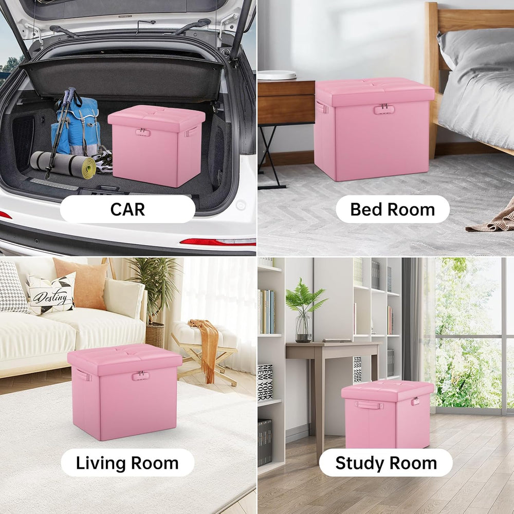 DocSafe Storage Ottoman Foot Rest Stool with Lock ＆ Handles, Fireproof Foldin...