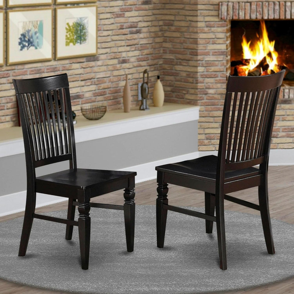 East West Furniture WEC-BLK-W Weston Dining Chairs - Slat Back Wood Seat Kitc...