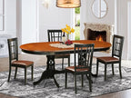 East West Furniture PLNI5-BCH-LC 5 Piece Kitchen Table Set for 4 Includes an Oval Dining Room Table with Butterfly Leaf and 4 Faux Leather Upholstered Chairs, 42x78 Inch, Black & Cherry