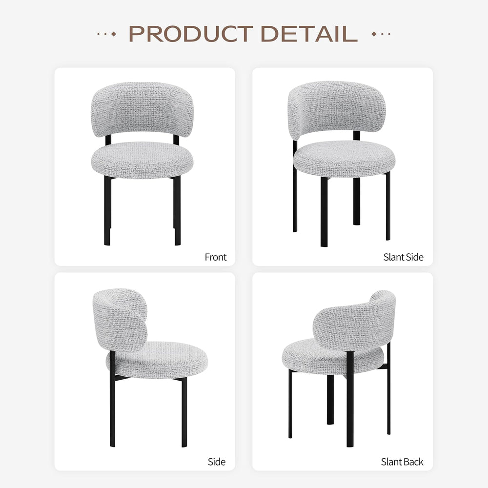 Dining Chairs Set of 4, Fabric Dining Chairs Metal Legs, Off-White | Breathab...