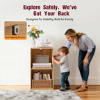 Book Shelf, Wooden Cube Storage Organizer with 11" Open Cubes, Stackable Modular Bookcase for Room Divider Storage, 2 Tier Bookshelf for Living Room, Bedroom, Office (Oak, 2-Cube)