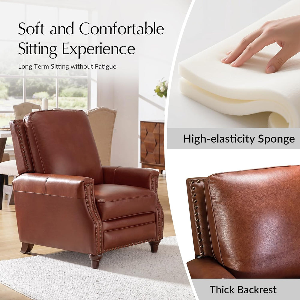 HULALA HOME Genuine Leather Manual Recliner Chairs Set of 2 with Adjustable B...