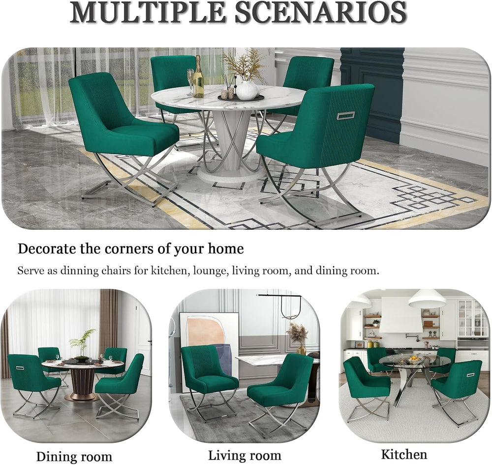 Kitchen Dining Chairs Set of 4,Accent Modern Upholstered Velevt,Contemporary ...