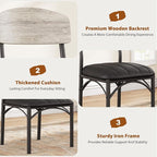 Dining Chairs Set of 4 - Upholstered Dining Room Chairs with PU Leather, Industrial Kitchen Chairs with Wooden Backrest and Thickened Metal Legs, for Dining Room, Living Room（Gray）