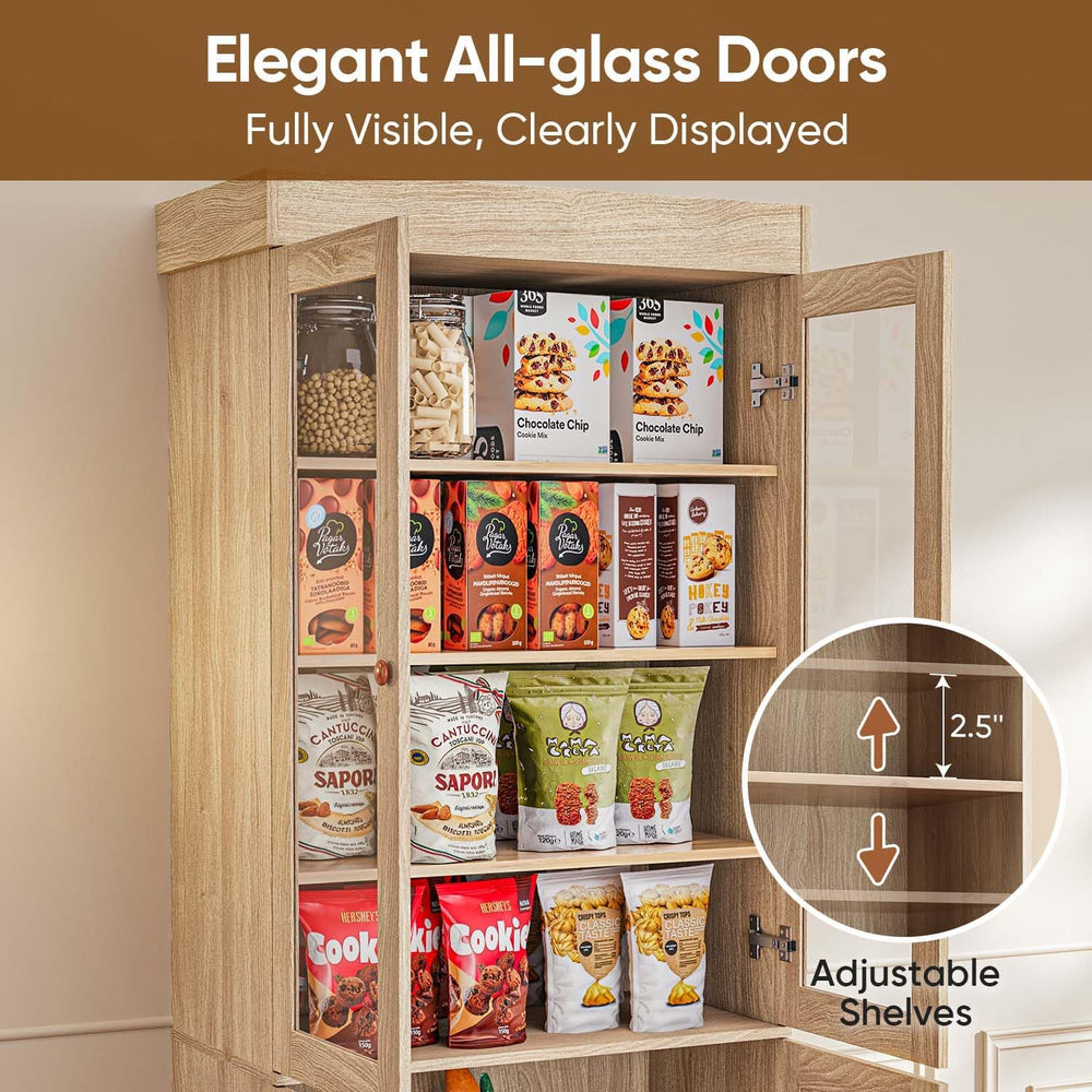 ivaniti 71" Tall Farmhouse Kitchen Pantry, Rustic Brown Wood Storage Cab...