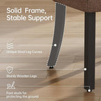 keoni Wooden Dining Chairs Set of 6, Mid Century Modern Upholstered Dining Room Chairs with Black Wood Legs, Fabric Farmhouse Kitchen Chairs with Foot Pegs for Dining Room, Brown