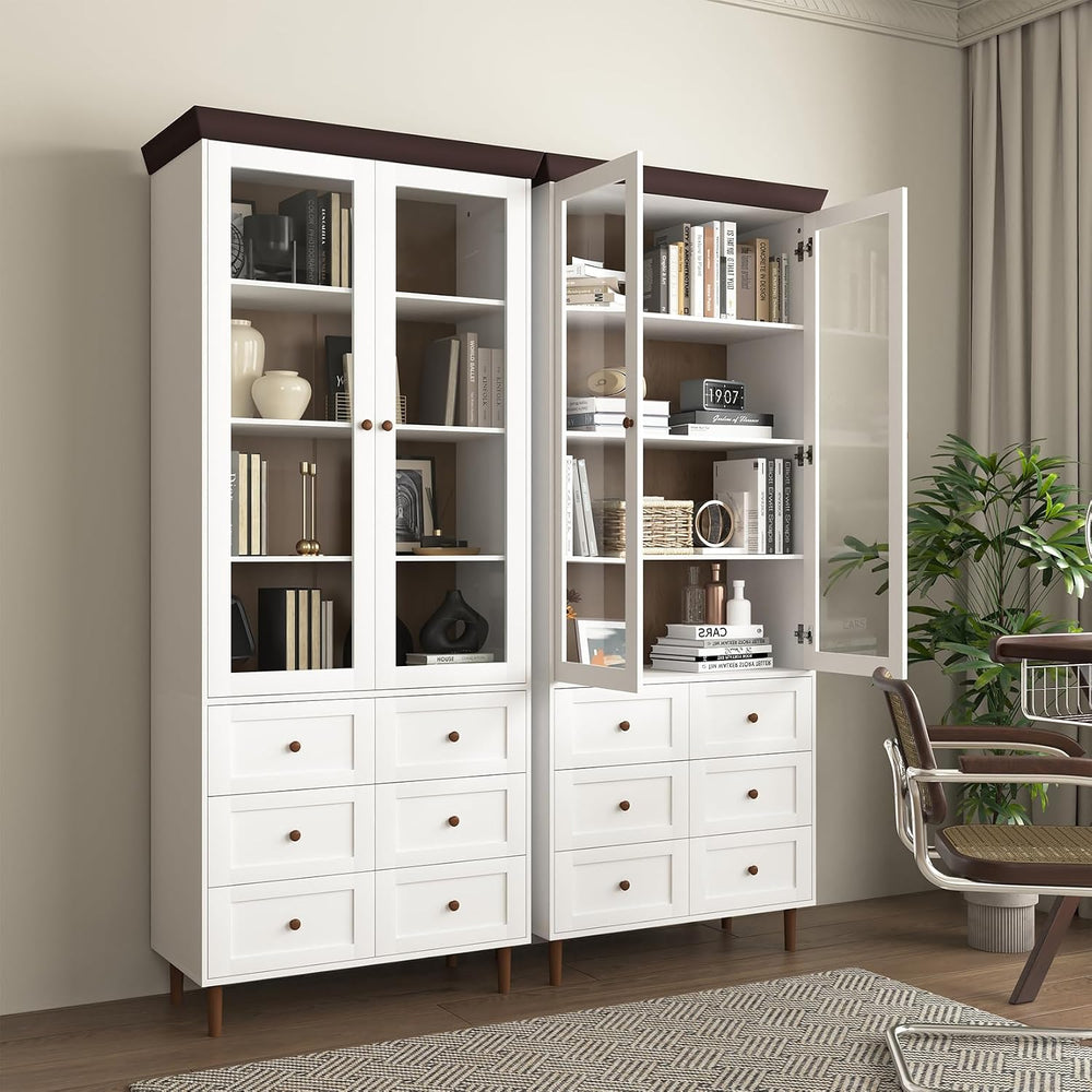 78.7'' Tall Kitchen Pantry Cabinet, Wooden Display Cabinet with 6 Dra...