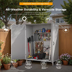 Patiowell Outdoor Storage Shed 5x3 FT, Plastic Garden Organizer Cabinet with Lockable Doors & Strong Roof for Patio Furniture, Pool Accessories, Lawn Tools, Light Grey