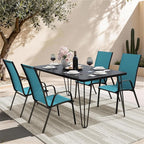 JEAREY Patio Dining Chairs Set of 4, Outdoor Stackable Dining Furniture Set, All Weather Dining Set for Lawn, Garden, Backyard, Poolside, Peacock Blue