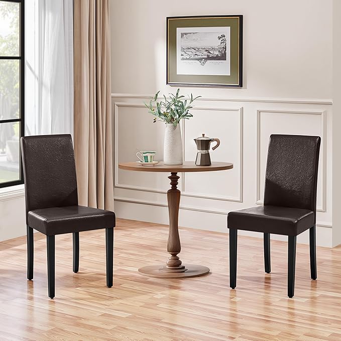 Yaheetech Dining Chairs Set of 2 Faux Leather Modern Dining Room Chairs with ...