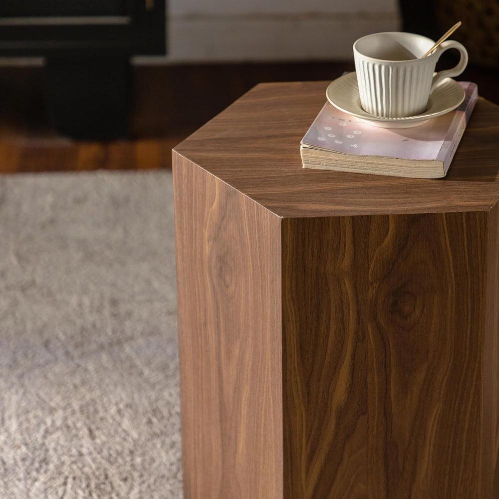 15.75'' Hexagon Side Table End Table for Living Room, Wood Grain, No ...