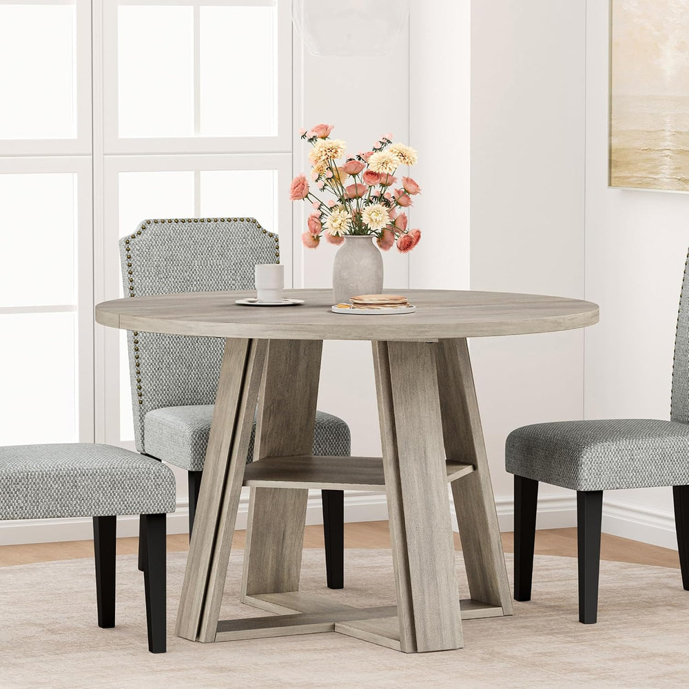 GarveeHome 43.3" Round Dining Table for 2-4 People, Circle Kitchen Table...