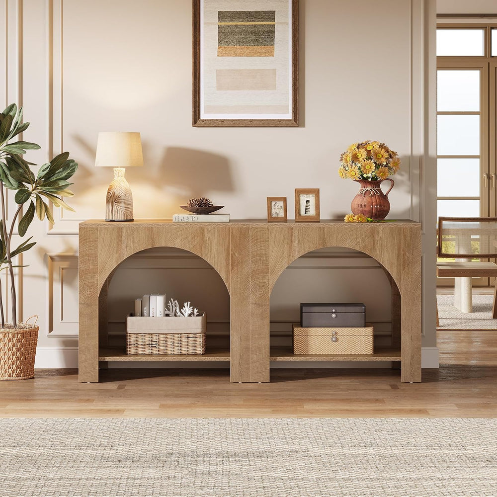 Tribesigns Farmhouse End Side Table of 2 Packs, Large Sofa Side Table with Wo...