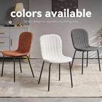 Dining Chair Set of 4, Upholstered PU Leather Seat with Black Metal Legs,Modern Comfortable Kitchen Chair, Curved Backrest Dining Chair for Dining Room Living Home(Mid-Century Brown)
