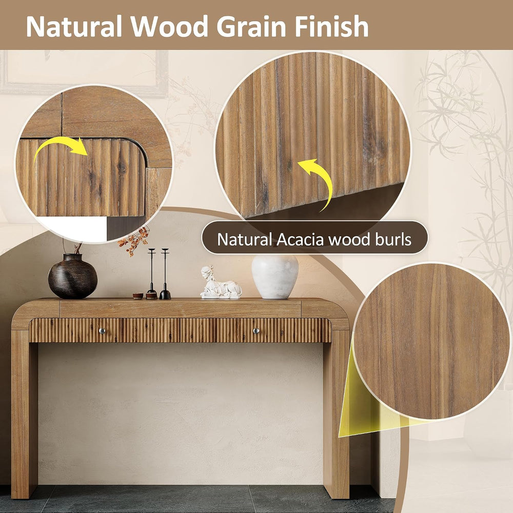 Console Table, 54.3" Wood Couch Table with Drawers, Farmhouse Entryway T...