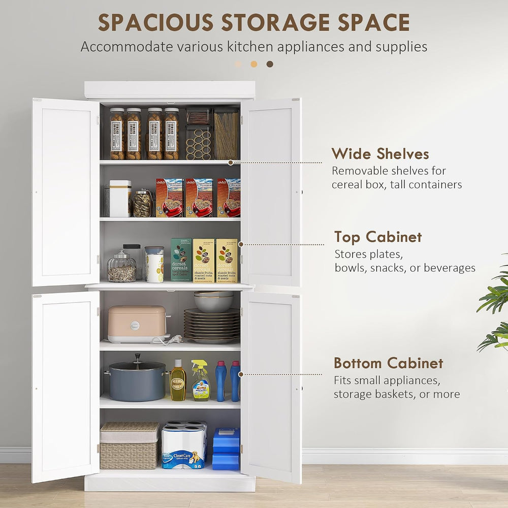 HOMCOM 72.5" Tall Kitchen Pantry Cabinet, Freestanding Modern Farmhouse ...