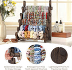 TOPNEW 5 Tier Wooden Bracelet Holder, Scrunchie Bangle Watch Necklace Display Storage Jewelry Holder Stand Display Organizer, Brown