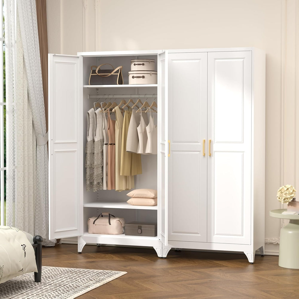 Polup 71" Metal Armoire Wardrobe Closet with Doors and Adjustable Shelve...